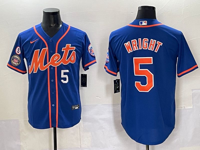 Men 2025 New York Mets #5 Wright Blue Game Nike MLB Jersey style 09->new york mets->MLB Jersey